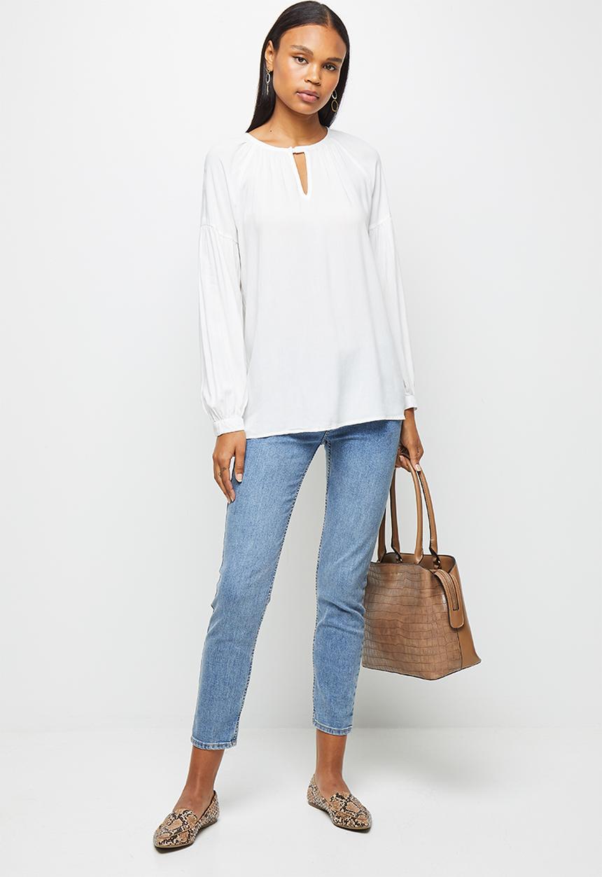 edit - Longline balloon sleeve blouse - ivory