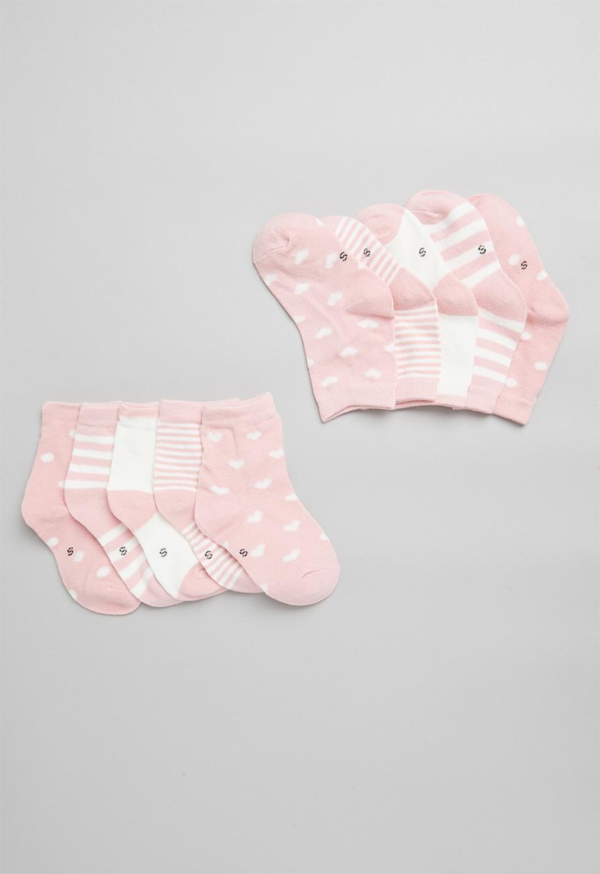 Pop Candy - Girls 5 pack printed socks - pink
