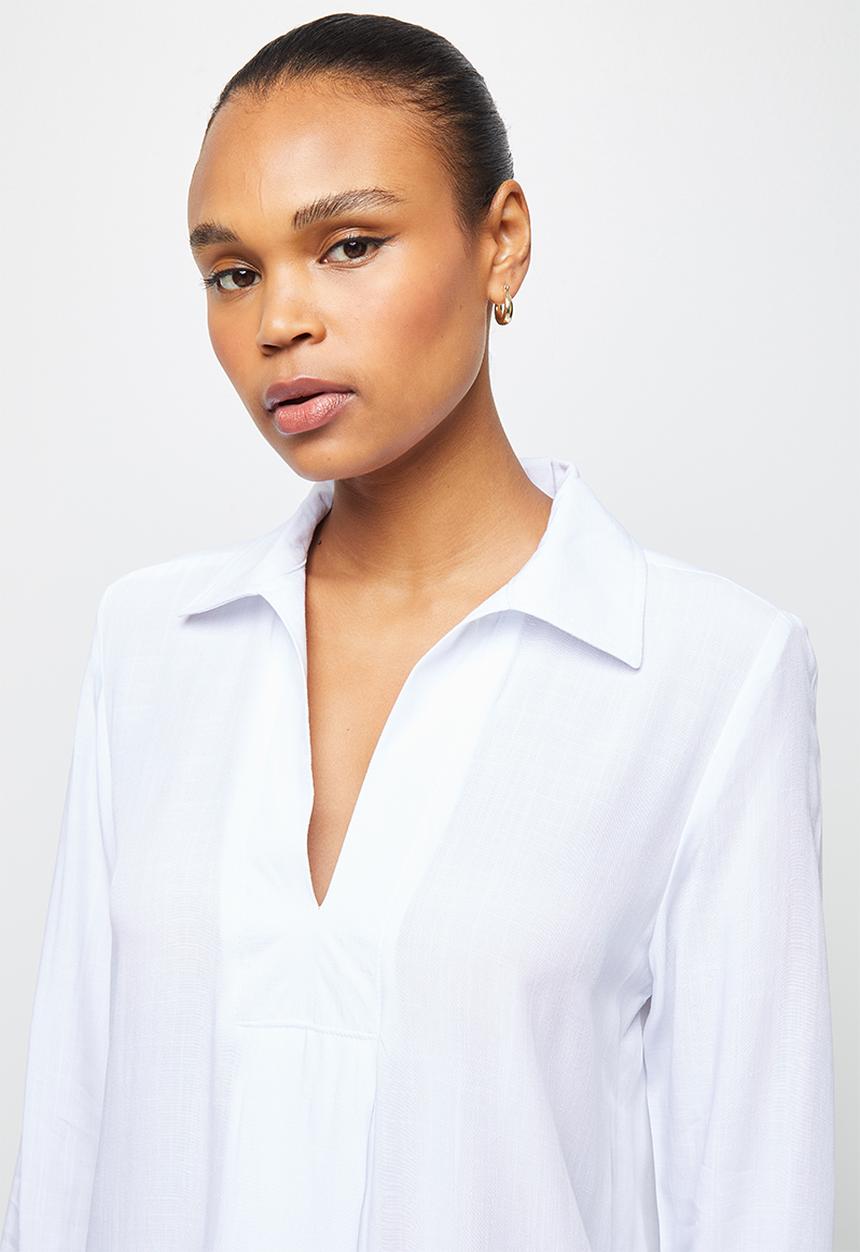 edit - Textured longline shirt - ivory