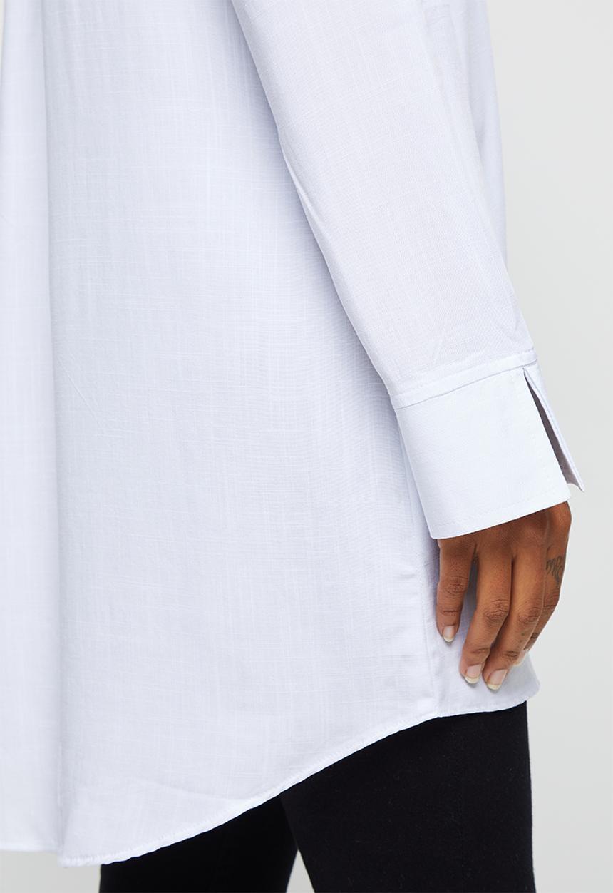 edit - Textured longline shirt - ivory
