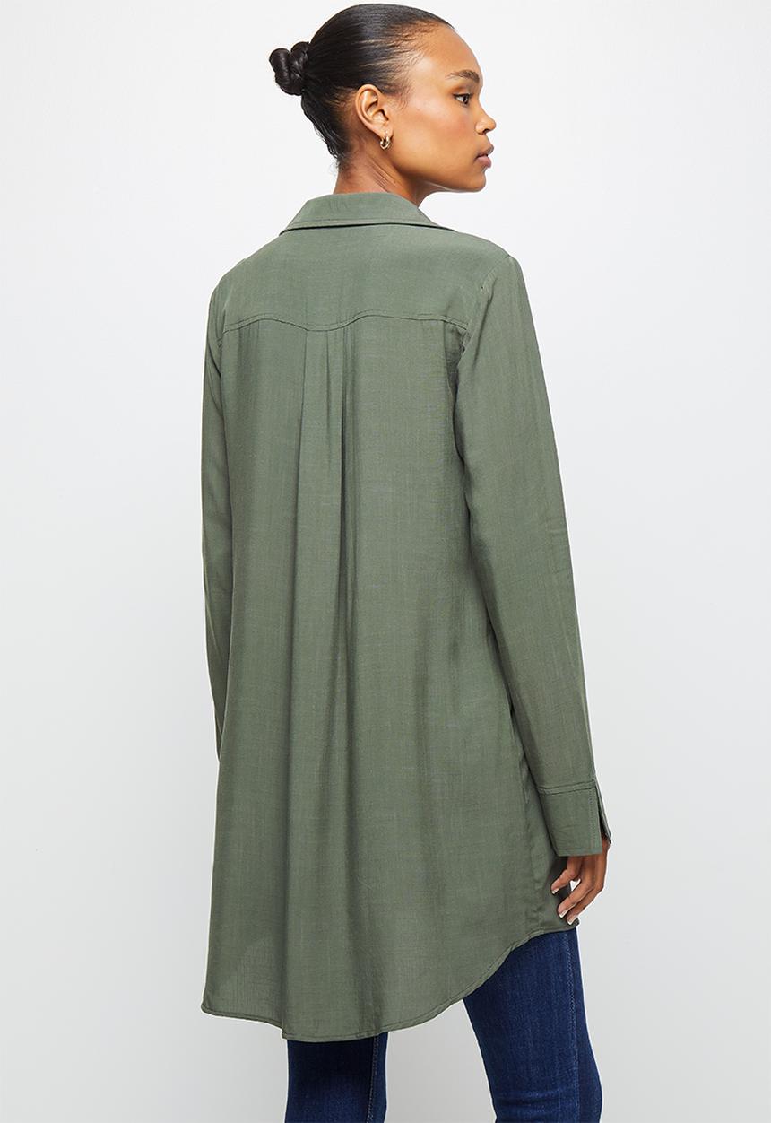 edit - Textured longline shirt - fatigue
