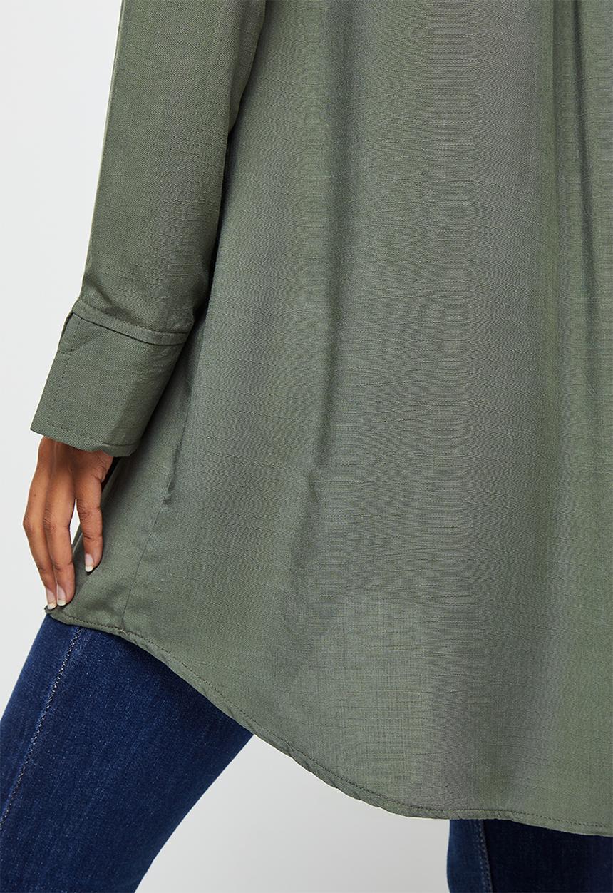 edit - Textured longline shirt - fatigue