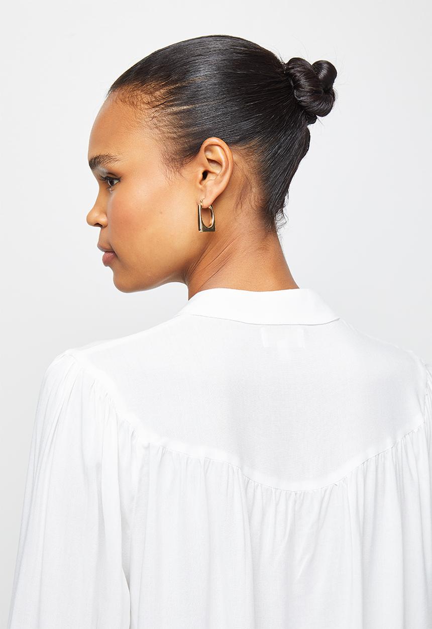 edit - Mandarin gauged neck shirt - milk