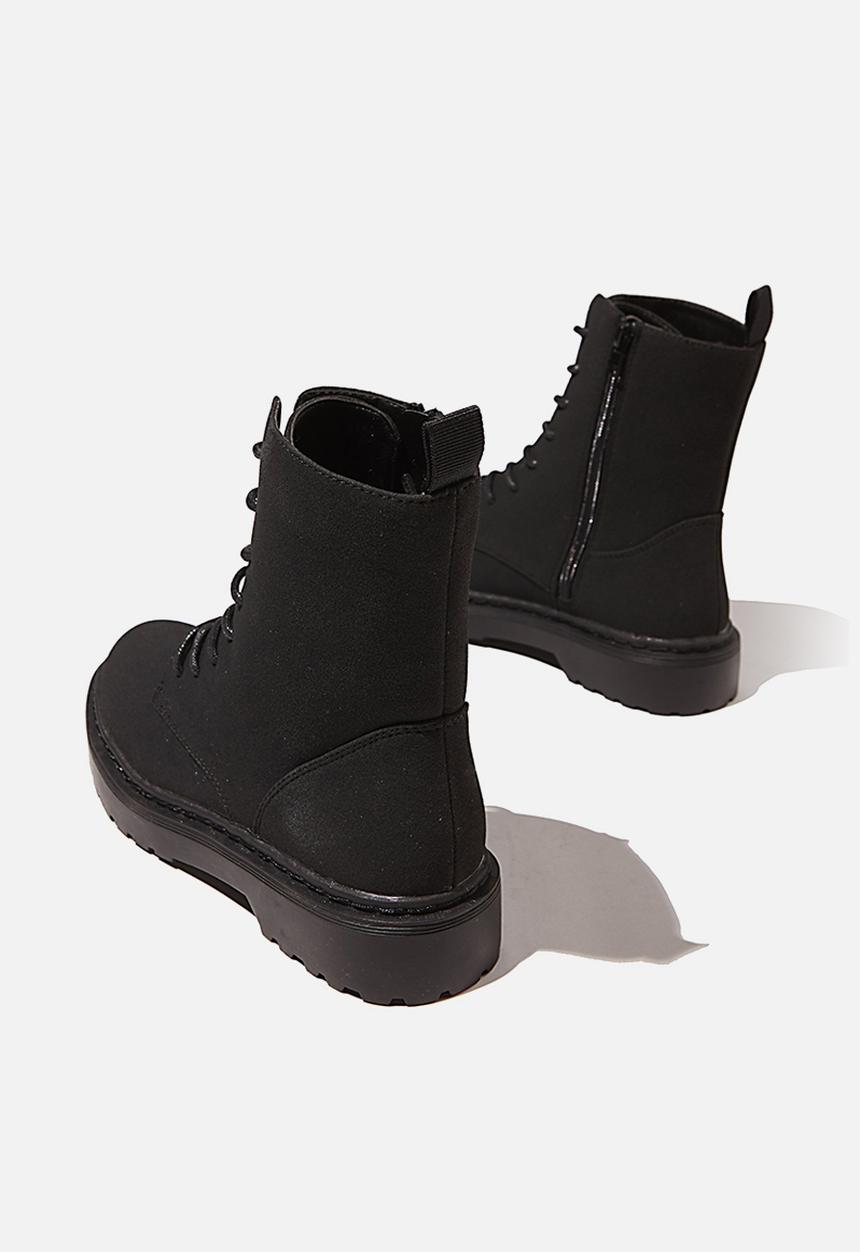 Cotton On - Freda combat lace up boot - black