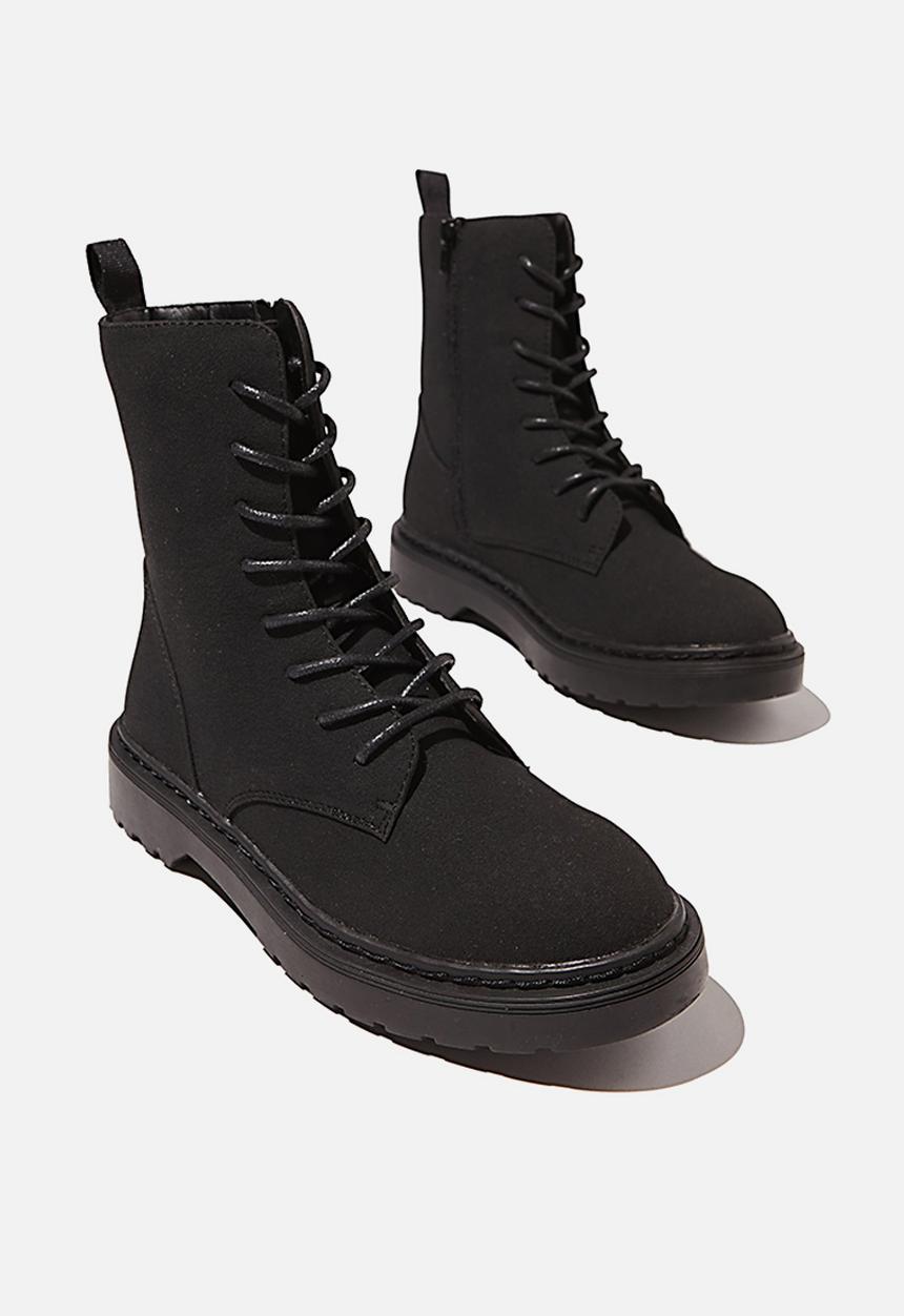 Cotton On - Freda combat lace up boot - black