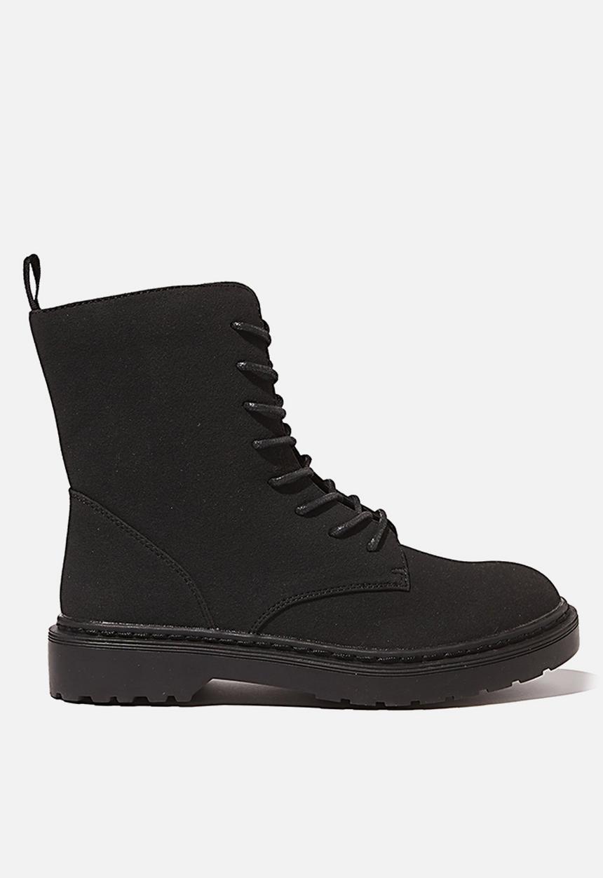 Cotton On - Freda combat lace up boot - black