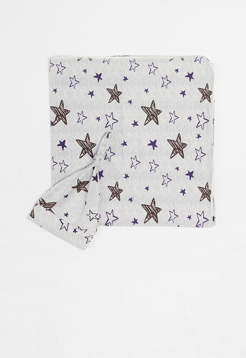 Pop Candy - Boys beanie & receiving blanket set - grey