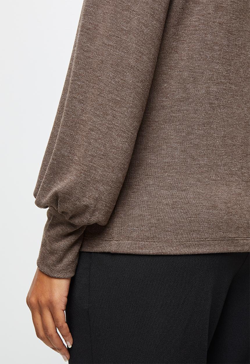 edit - Balloon sleeve texture tee - brown 