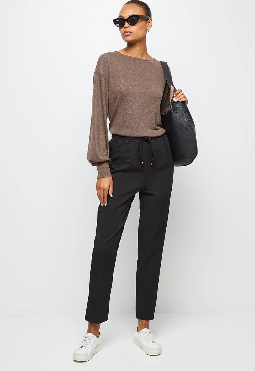 edit - Balloon sleeve texture tee - brown 