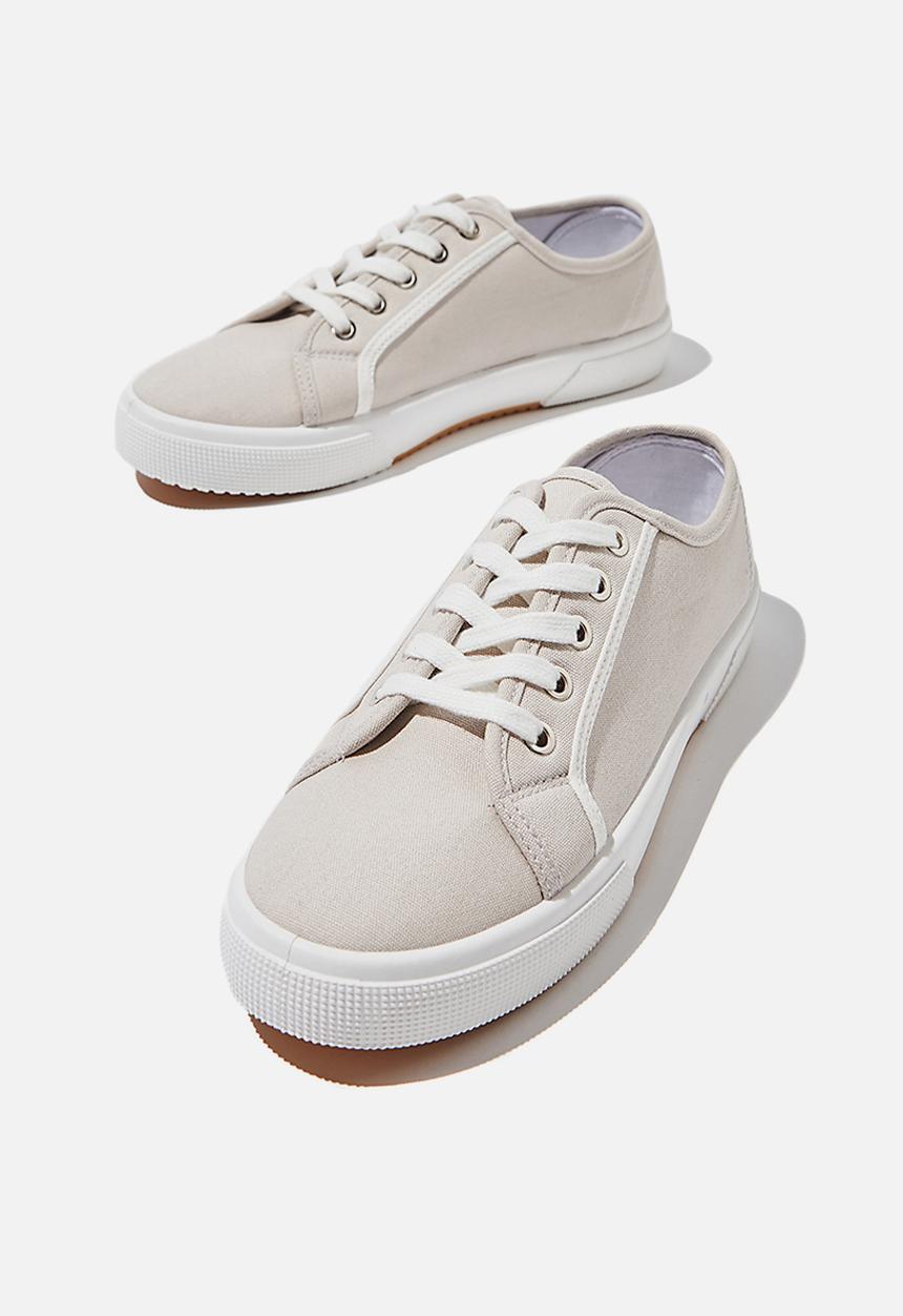 Cotton On - Lisa lace up plimsoll - grey & white 