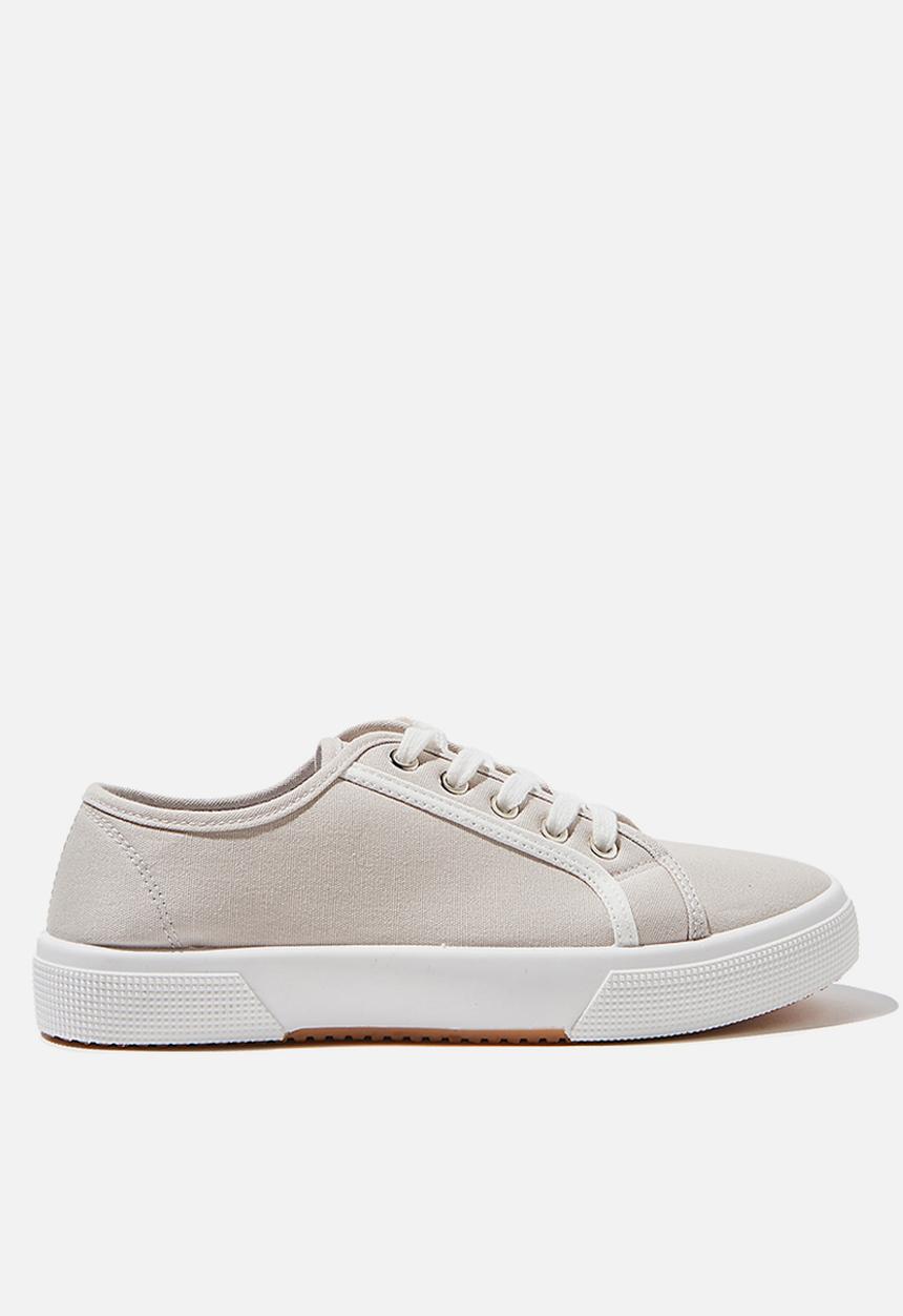 Cotton On - Lisa lace up plimsoll - grey & white 