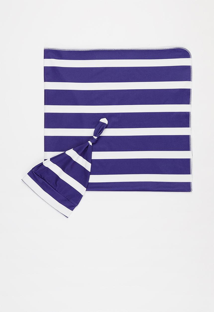 Pop Candy - Boys beanie & receiving blanket set - navy & white