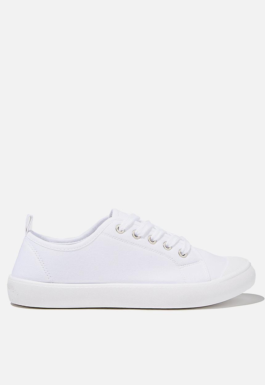 Cotton On - Demi lace up plimsoll - white