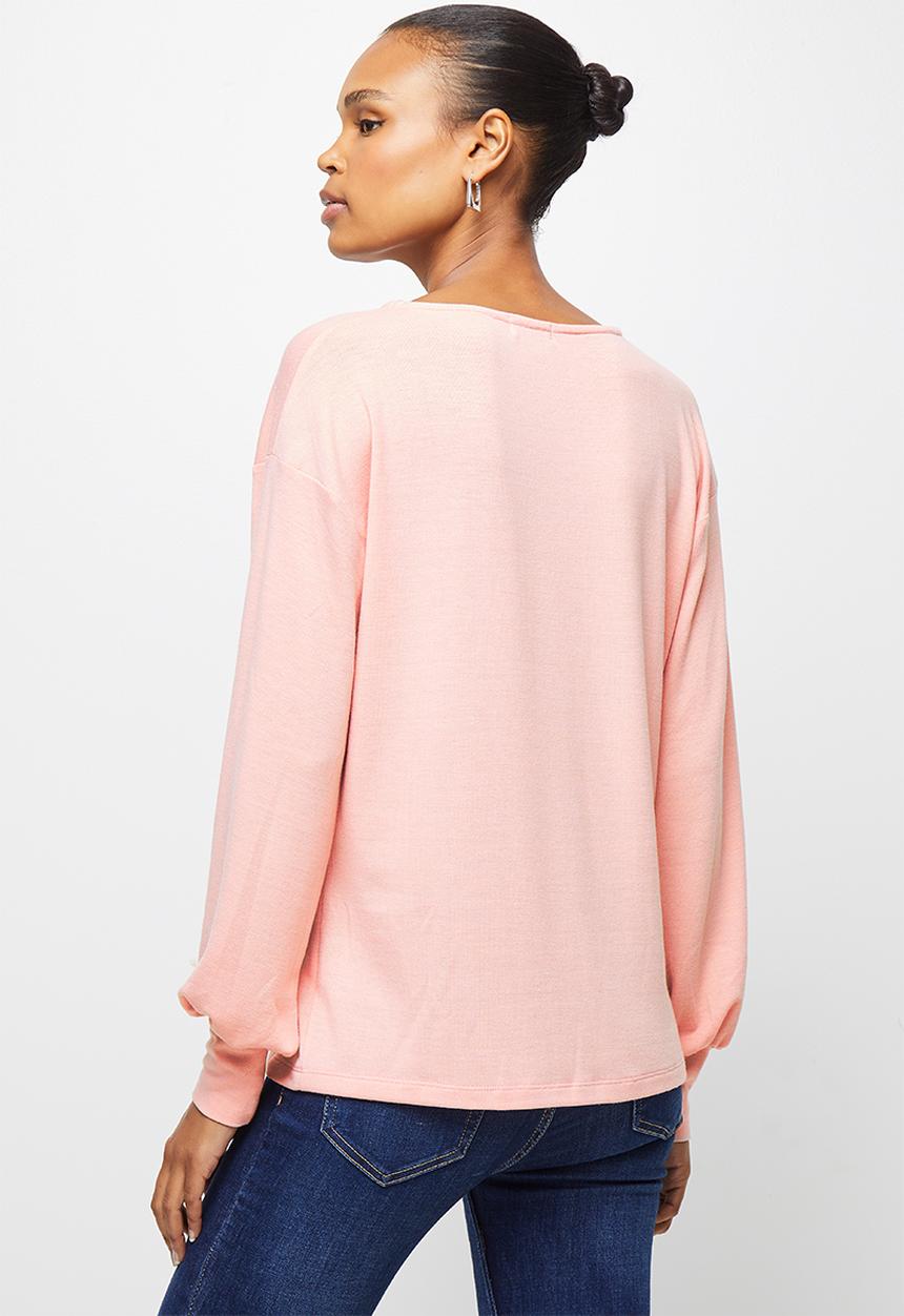 edit - Balloon Sleeve textured tee - pink
