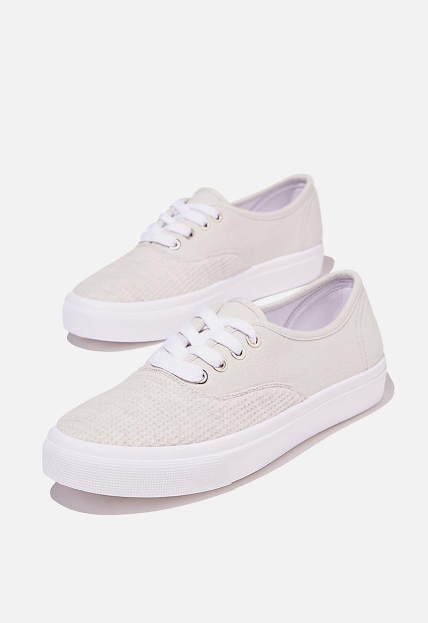 Cotton On - Jamie lace up plimsoll - grey waffle