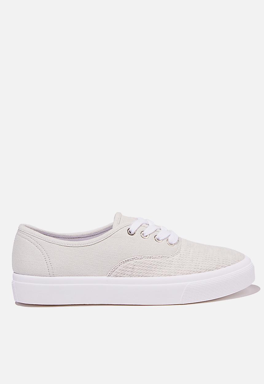 Cotton On - Jamie lace up plimsoll - grey waffle