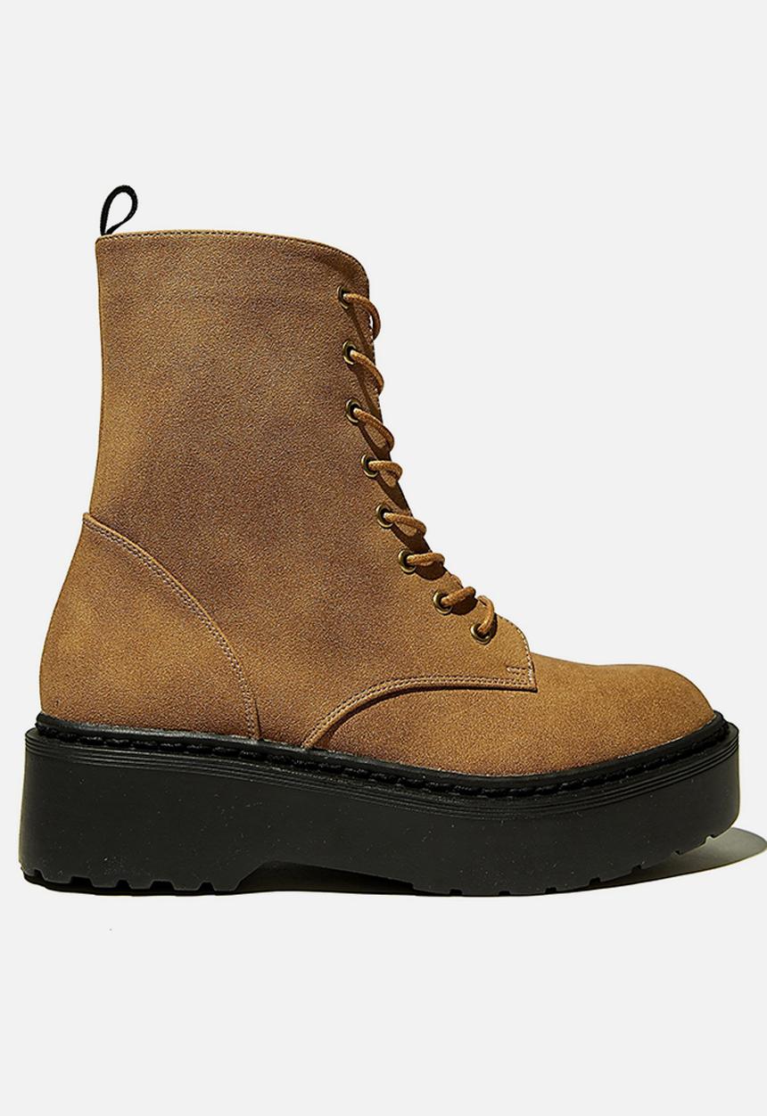 Cotton On - Fern combat platform lace up boot - tan 