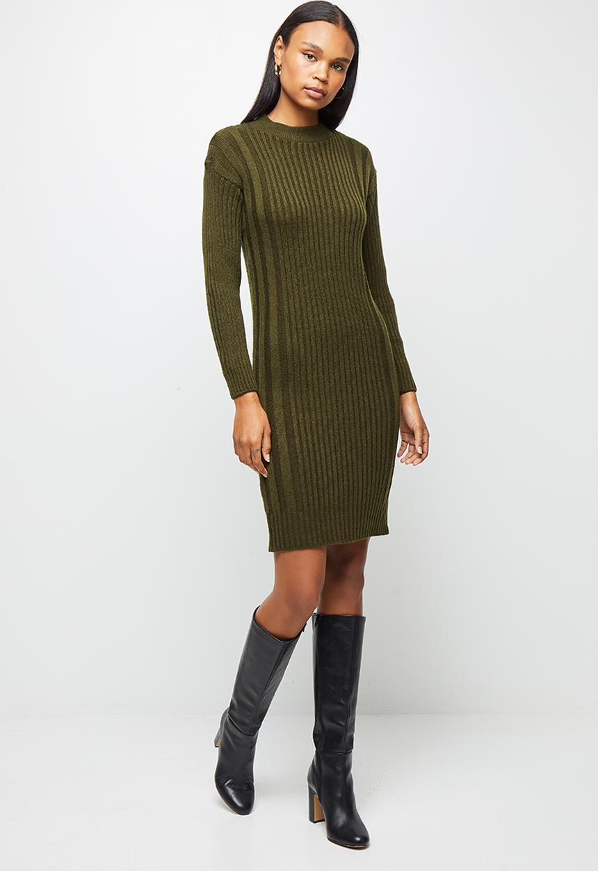 edit - Rib detail knitwear tunic - fatigue
