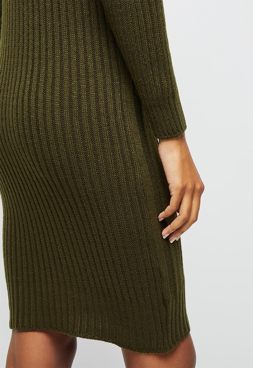 edit - Rib detail knitwear tunic - fatigue