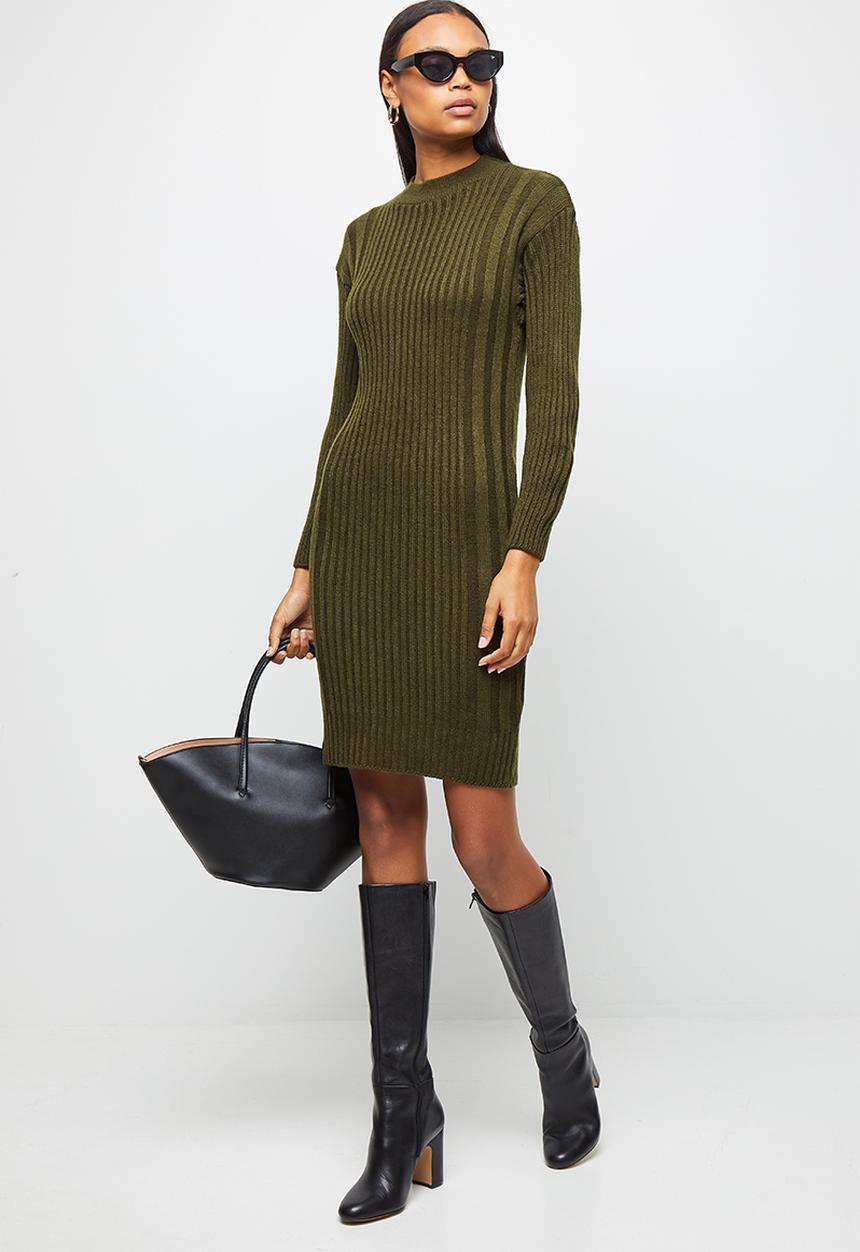 edit - Rib detail knitwear tunic - fatigue