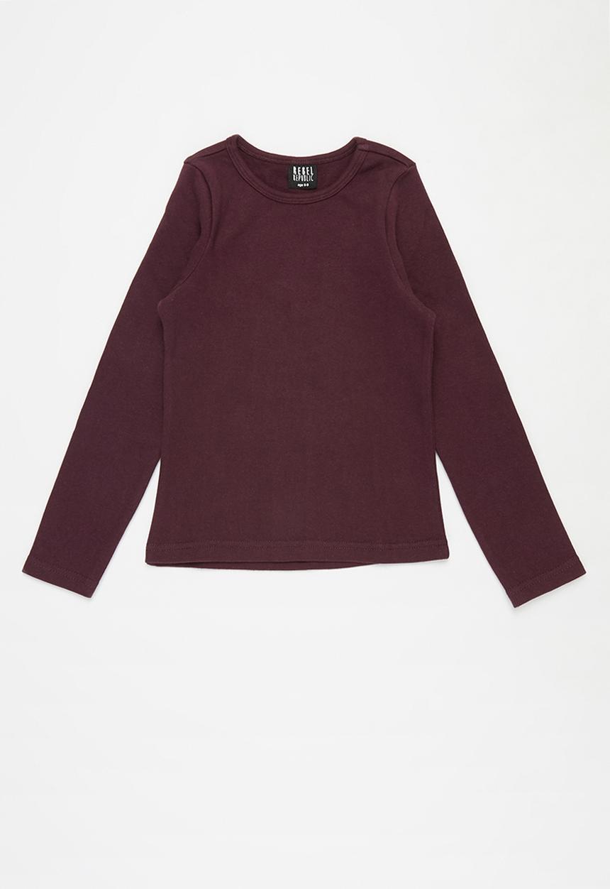 Rebel Republic - Girls long sleeve tee - burgundy
