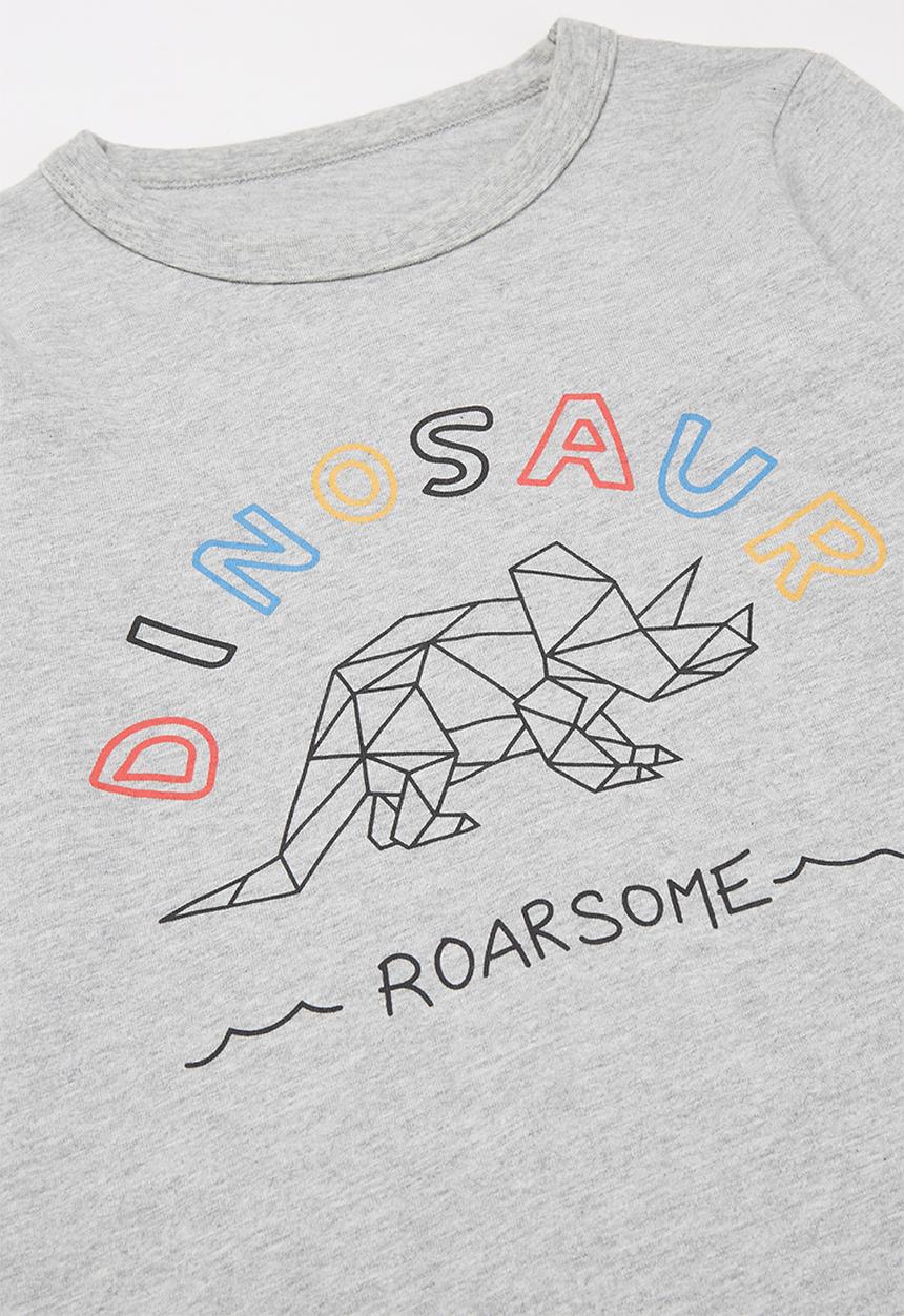 Pop Candy - Boys printed long sleeve tee - navy & grey