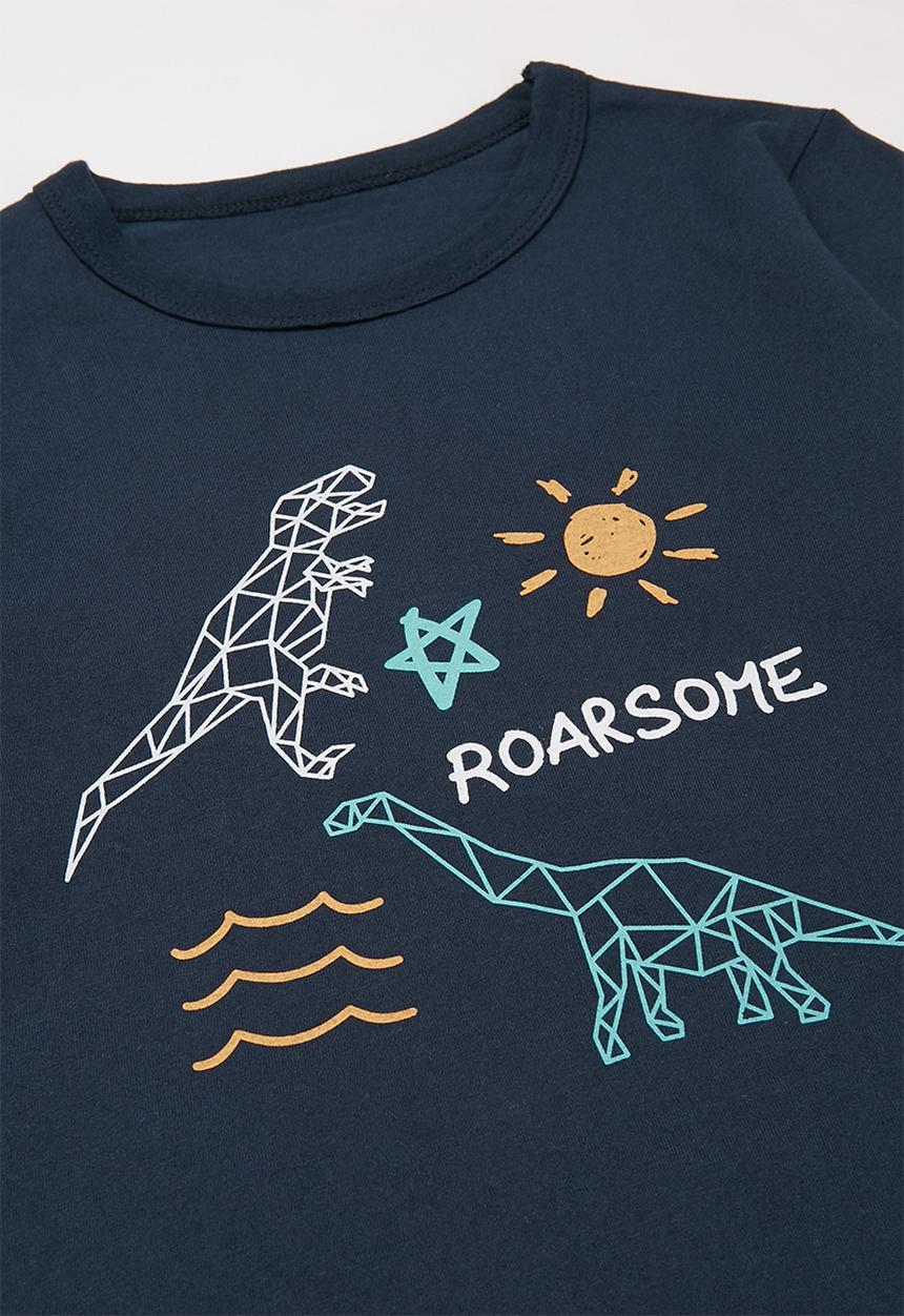 Pop Candy - Boys long sleeve dino tee - grey & navy 