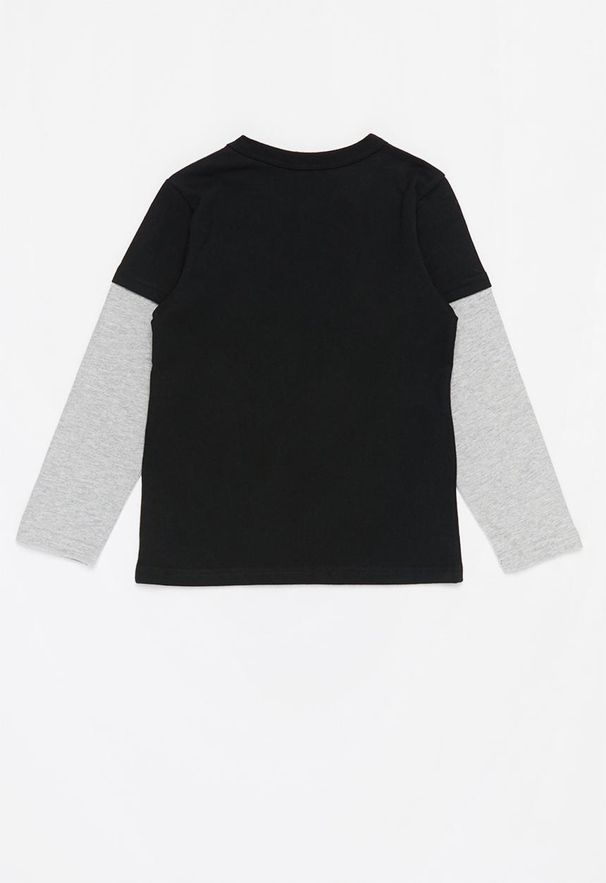 Pop Candy - Boys long sleeve space tee - grey & charcoal