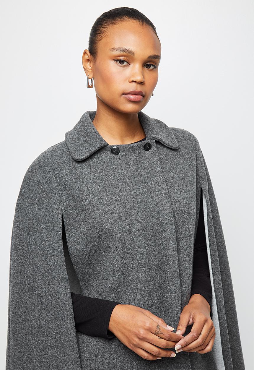 edit - Collared cape - charcoal 