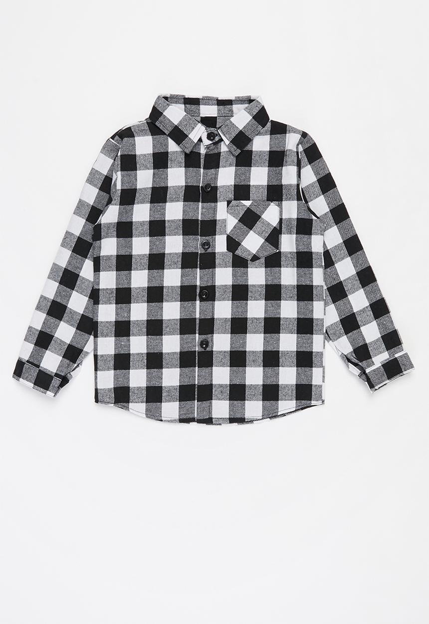 Pop Candy - Boys check shirt - black & white