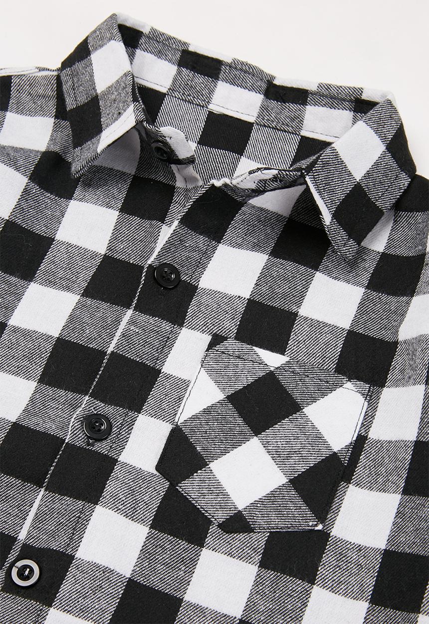Pop Candy - Boys check shirt - black & white