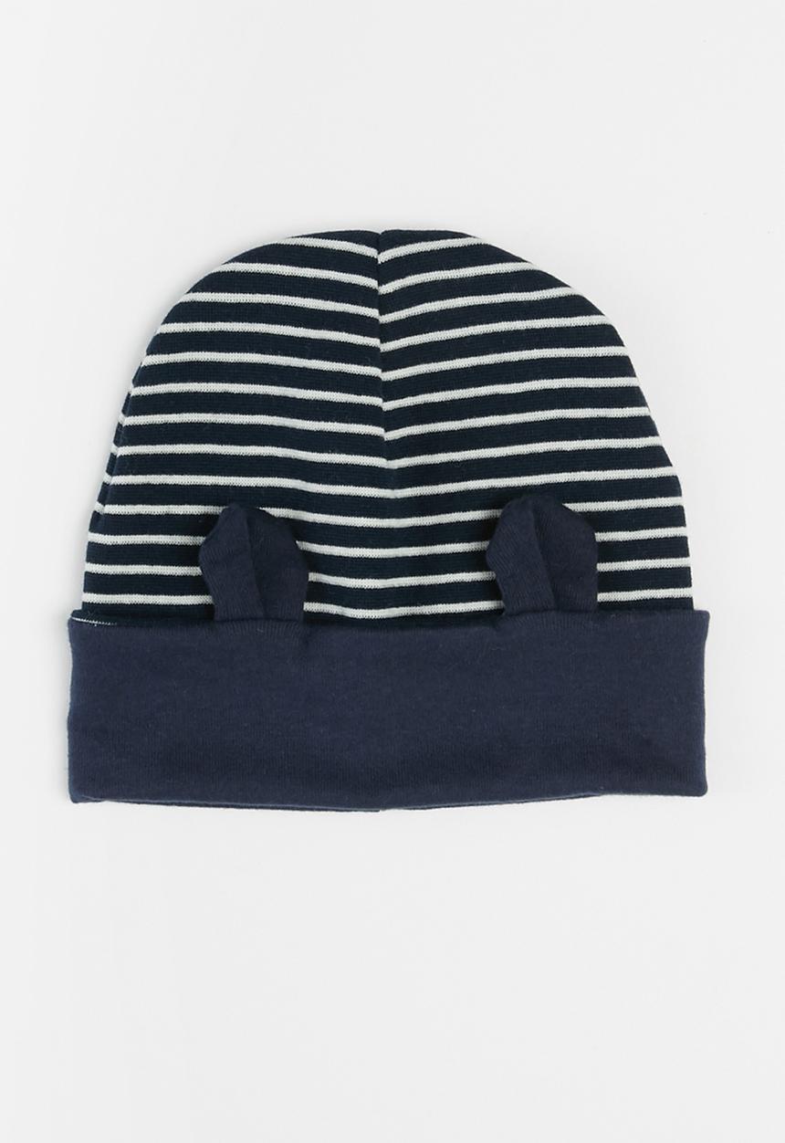Pop Candy - Boys stripe beanie - navy & white