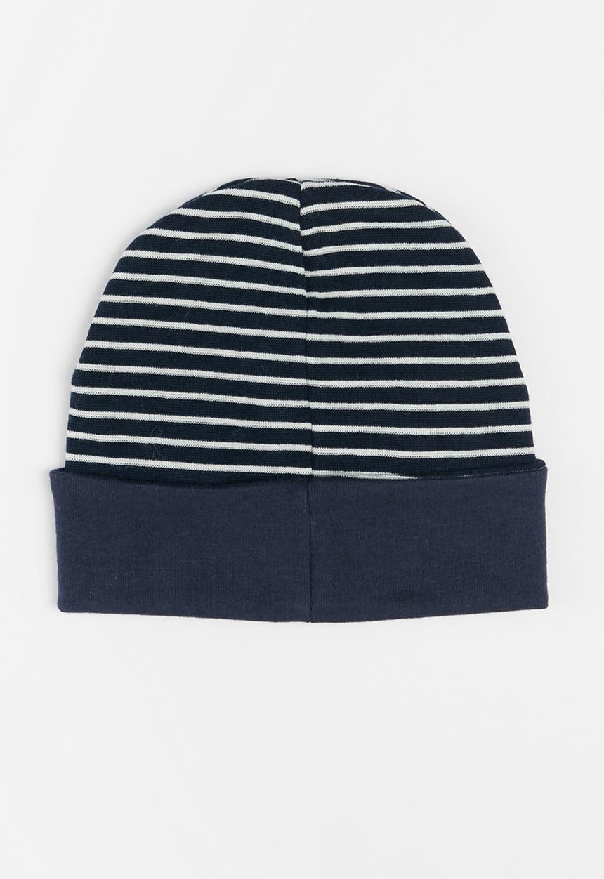 Pop Candy - Boys stripe beanie - navy & white