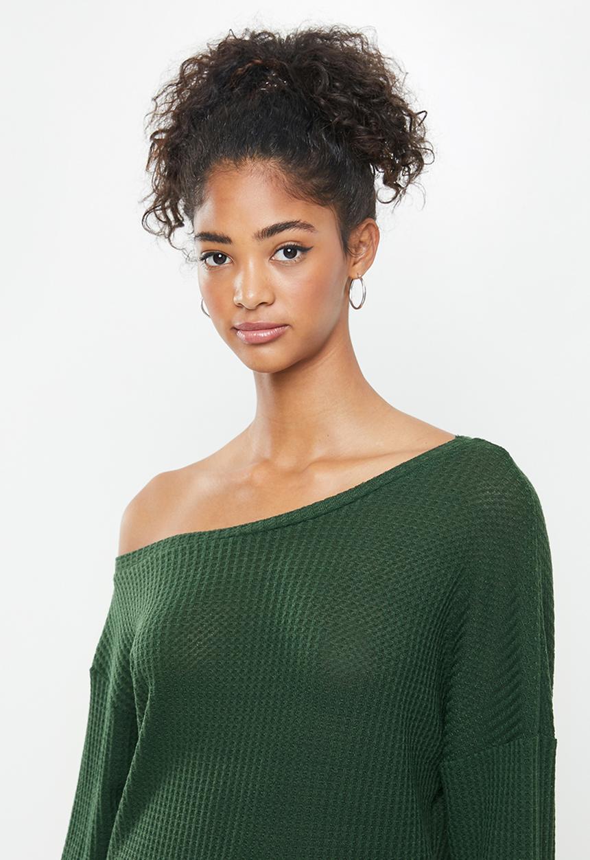 STYLE REPUBLIC - Drop shoulder knit top - bottle green
