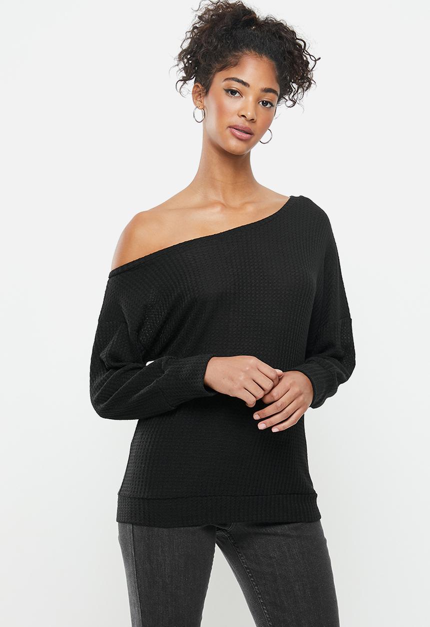 STYLE REPUBLIC - Drop shoulder knit top - black