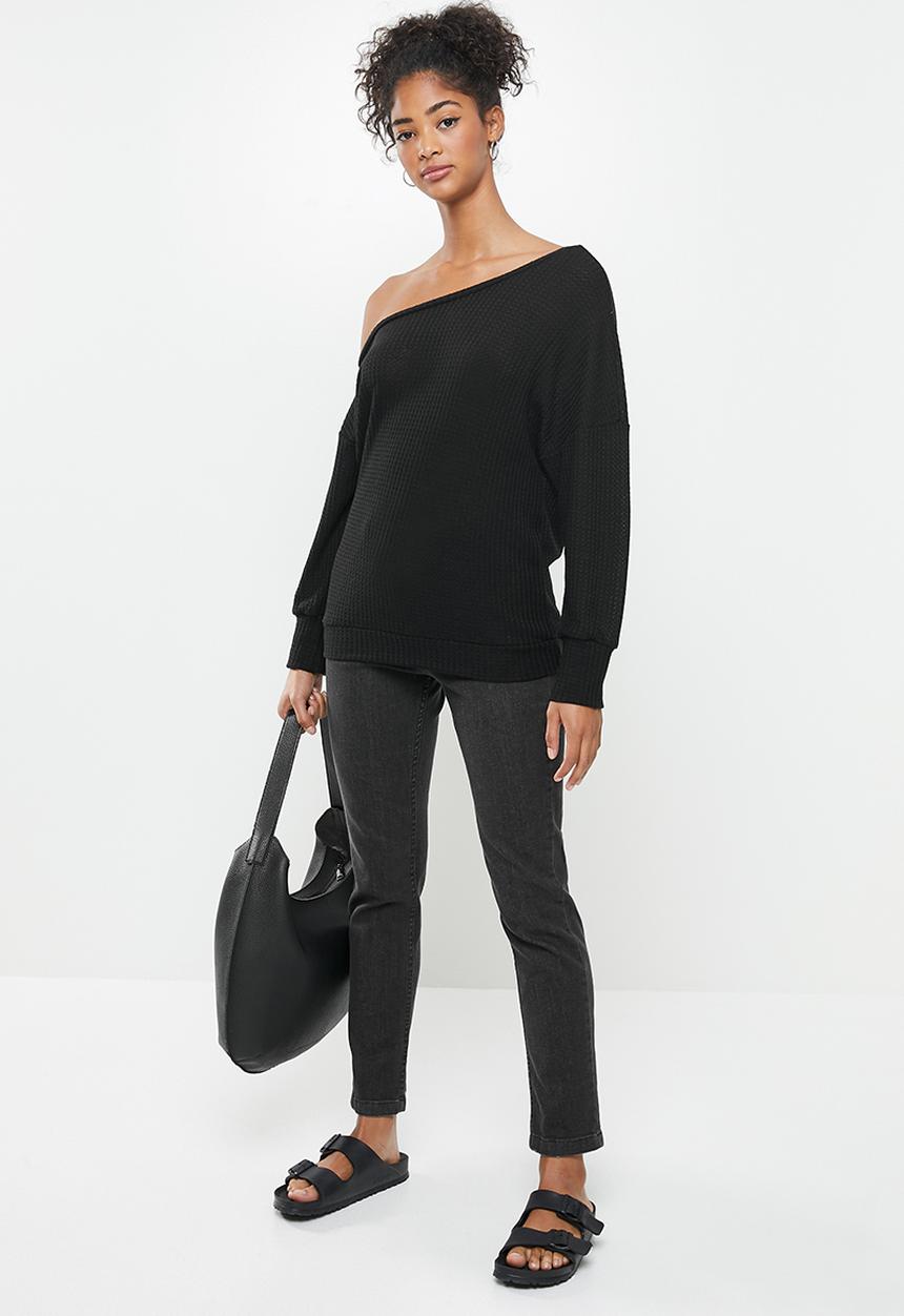 STYLE REPUBLIC - Drop shoulder knit top - black