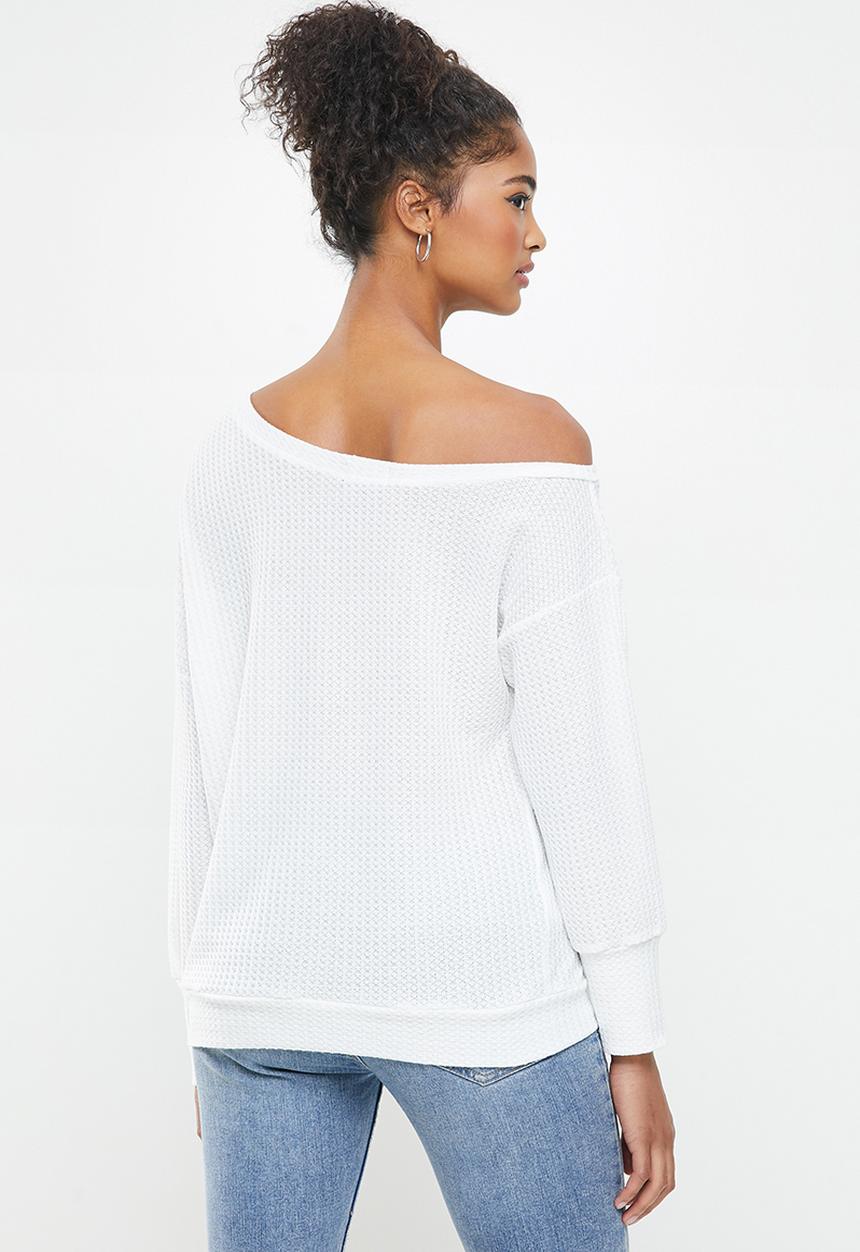 STYLE REPUBLIC - Drop shoulder knit top - white
