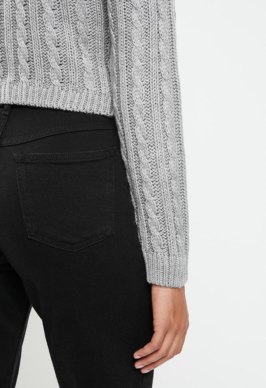 Blake - Cable knit crop top fitted - grey 