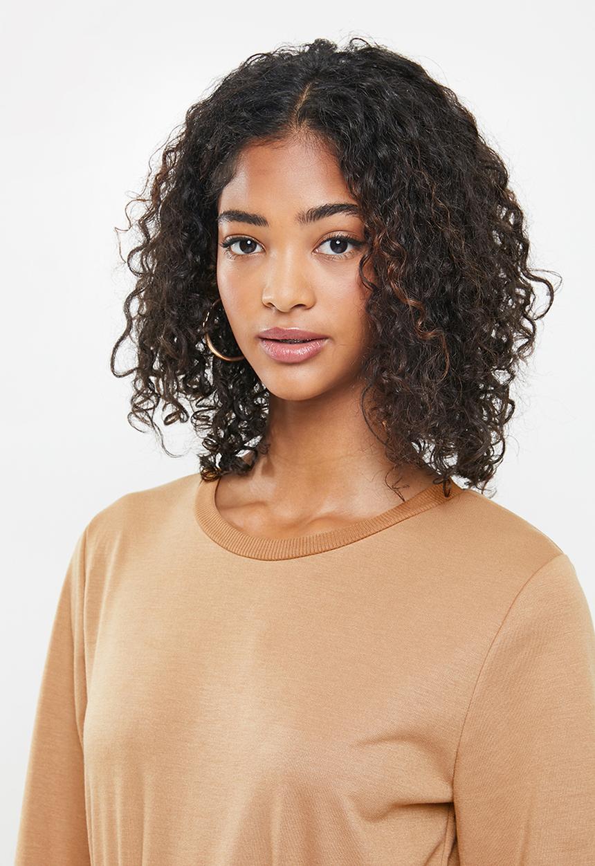 Blake - Fleece drawstring jumpsuit - camel