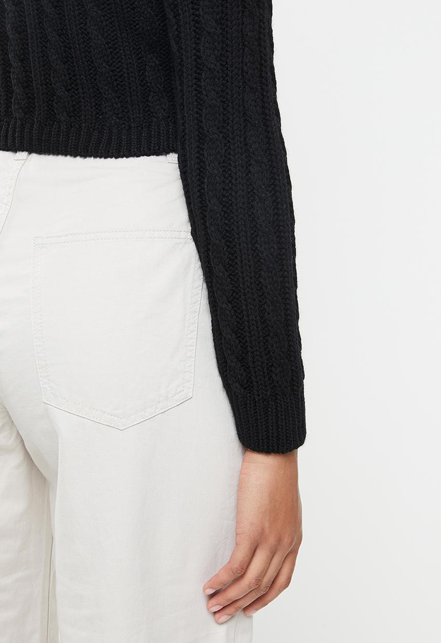 Blake - Cable knit crop top fitted - black