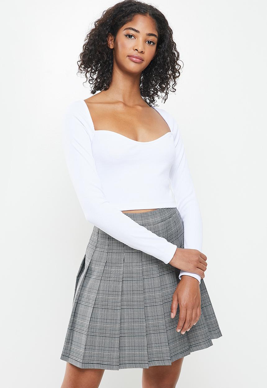 Blake - Sweetheart neckline crop top - white
