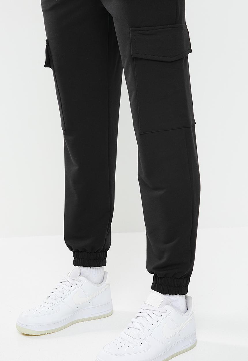 Blake - Fleece cargo jogger - black