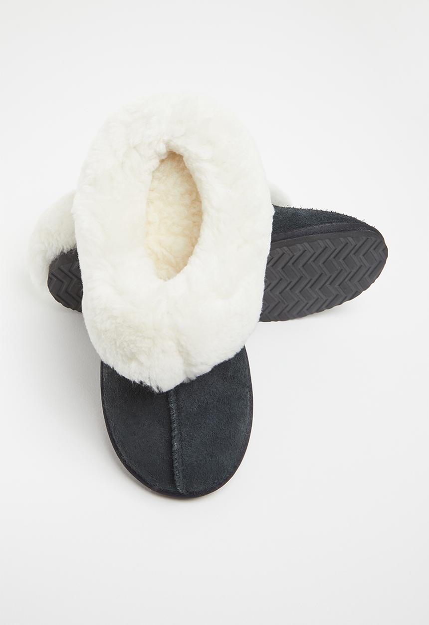 Karu - Sleek suede wool inner slipper - black
