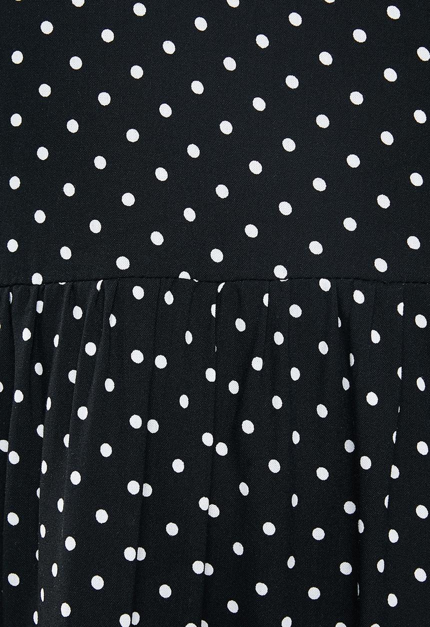 Blake - Combo peter pan collar tiered mini dress with self collar - black