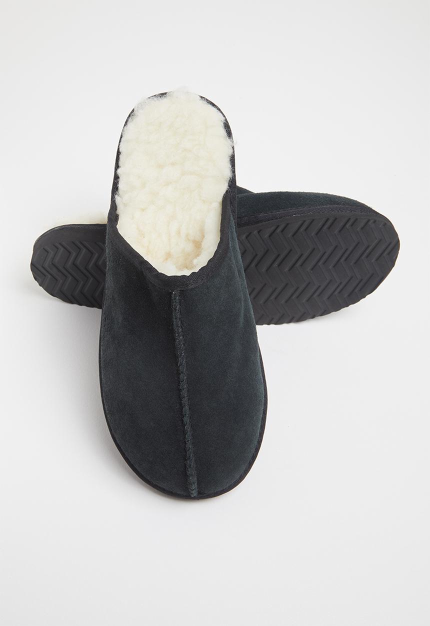 Karu - Mule suede wool inner slipper - black