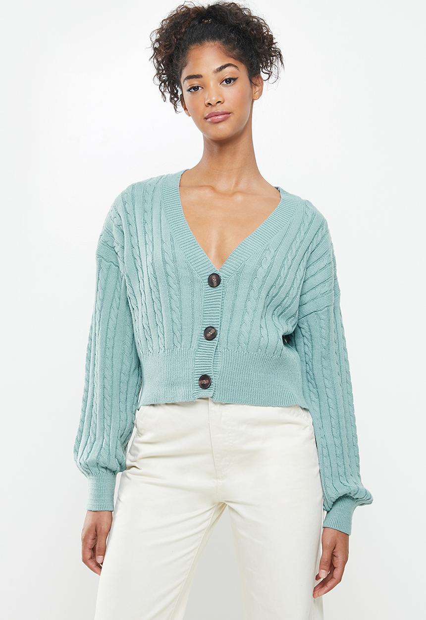 Cotton On - Crop cable cardi - blue