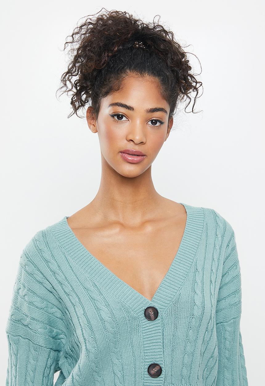 Cotton On - Crop cable cardi - blue