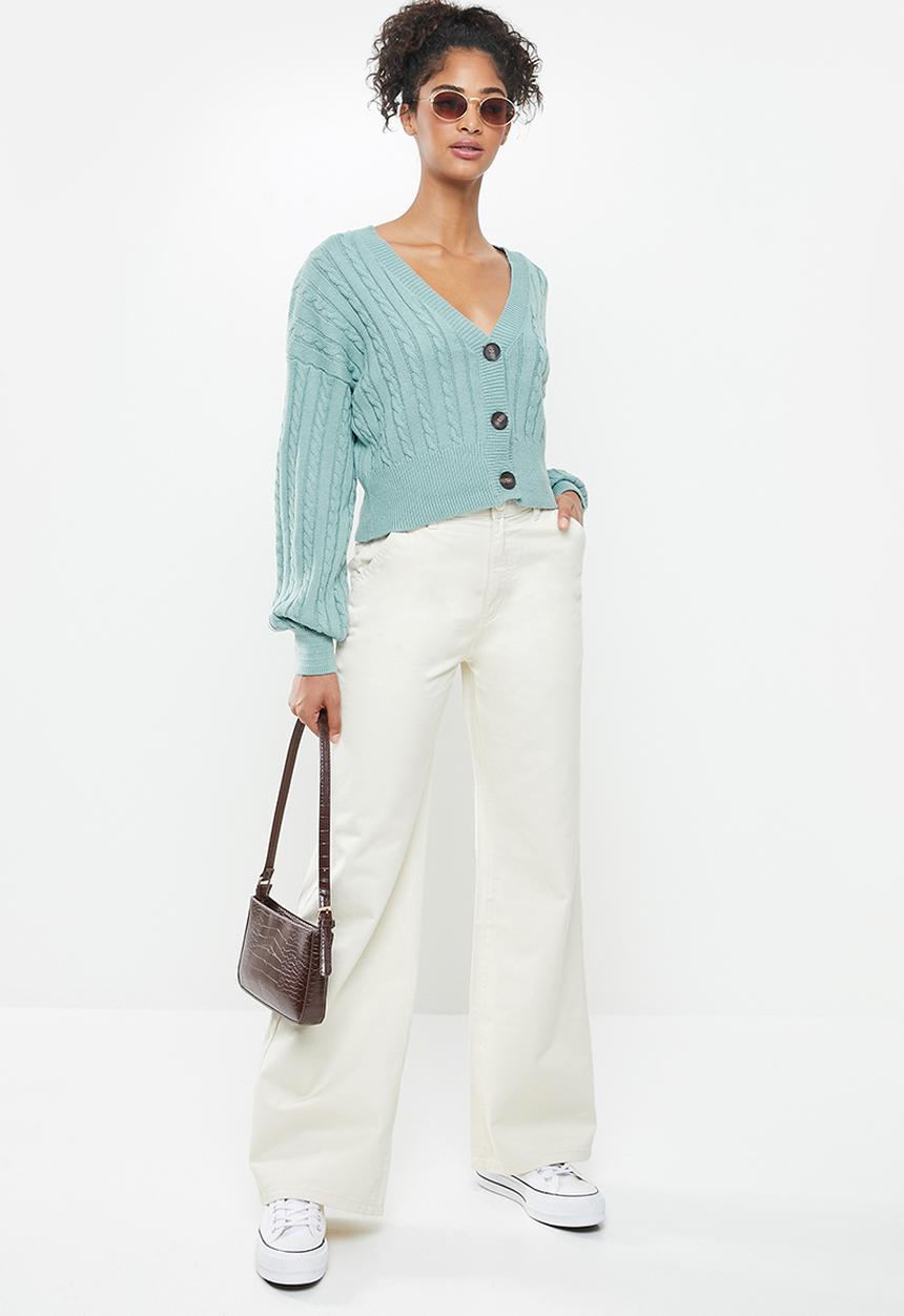 Cotton On - Crop cable cardi - blue