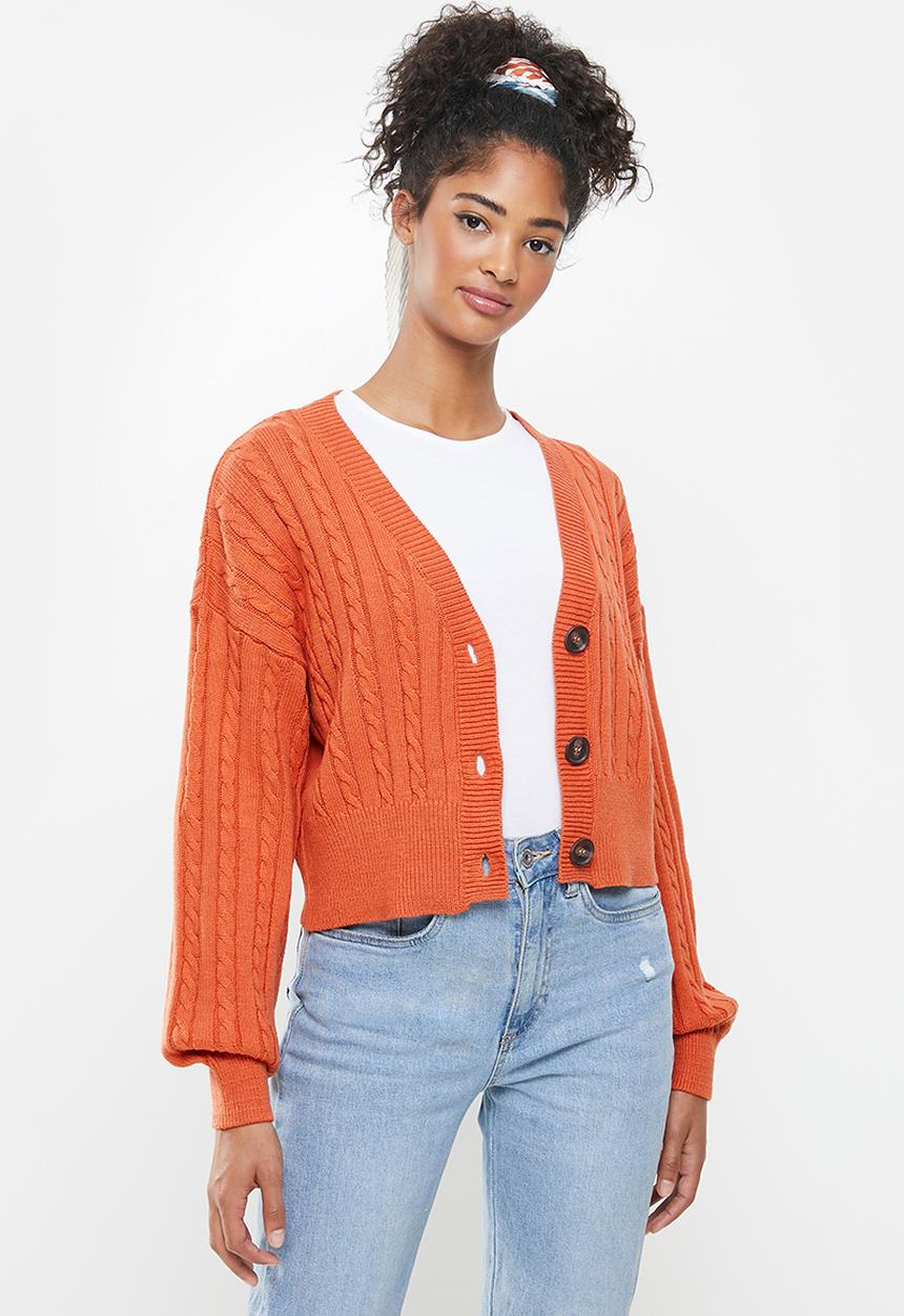 Cotton On - Crop cable cardi - orange