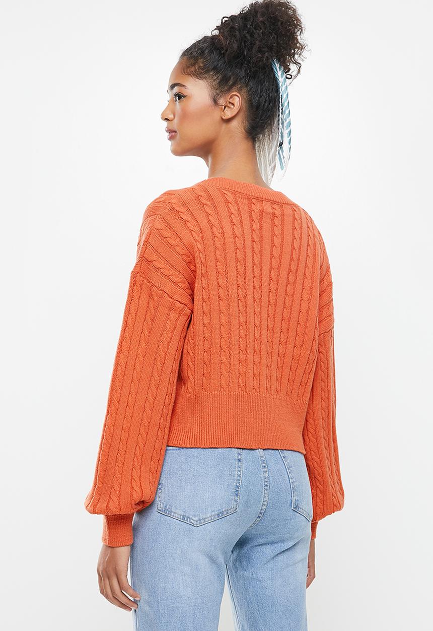 Cotton On - Crop cable cardi - orange